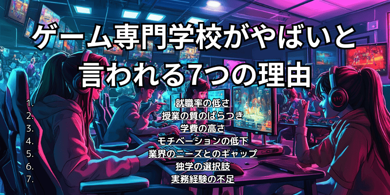 ゲーム専門学校がやばいと言われる7つの理由